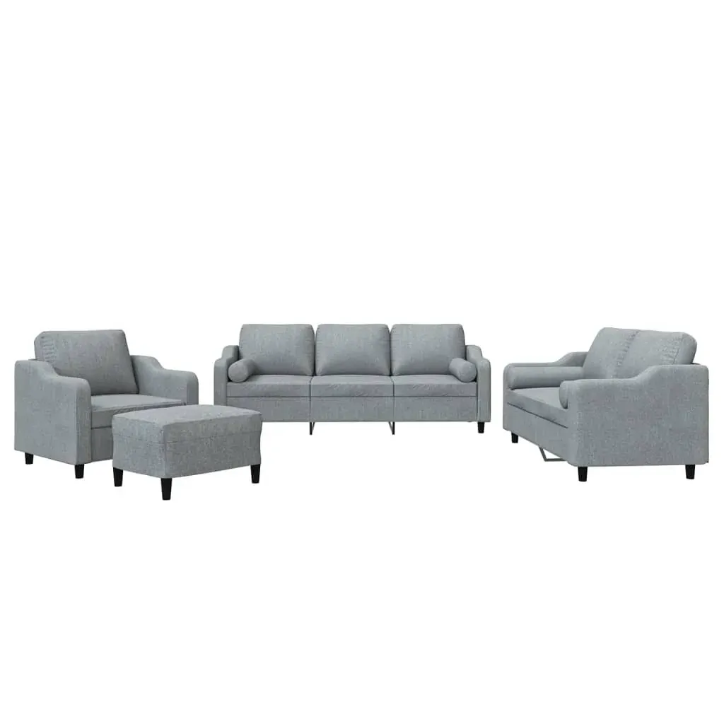 4 Piece Sofa Set with Pillows Light Grey Fabric Price