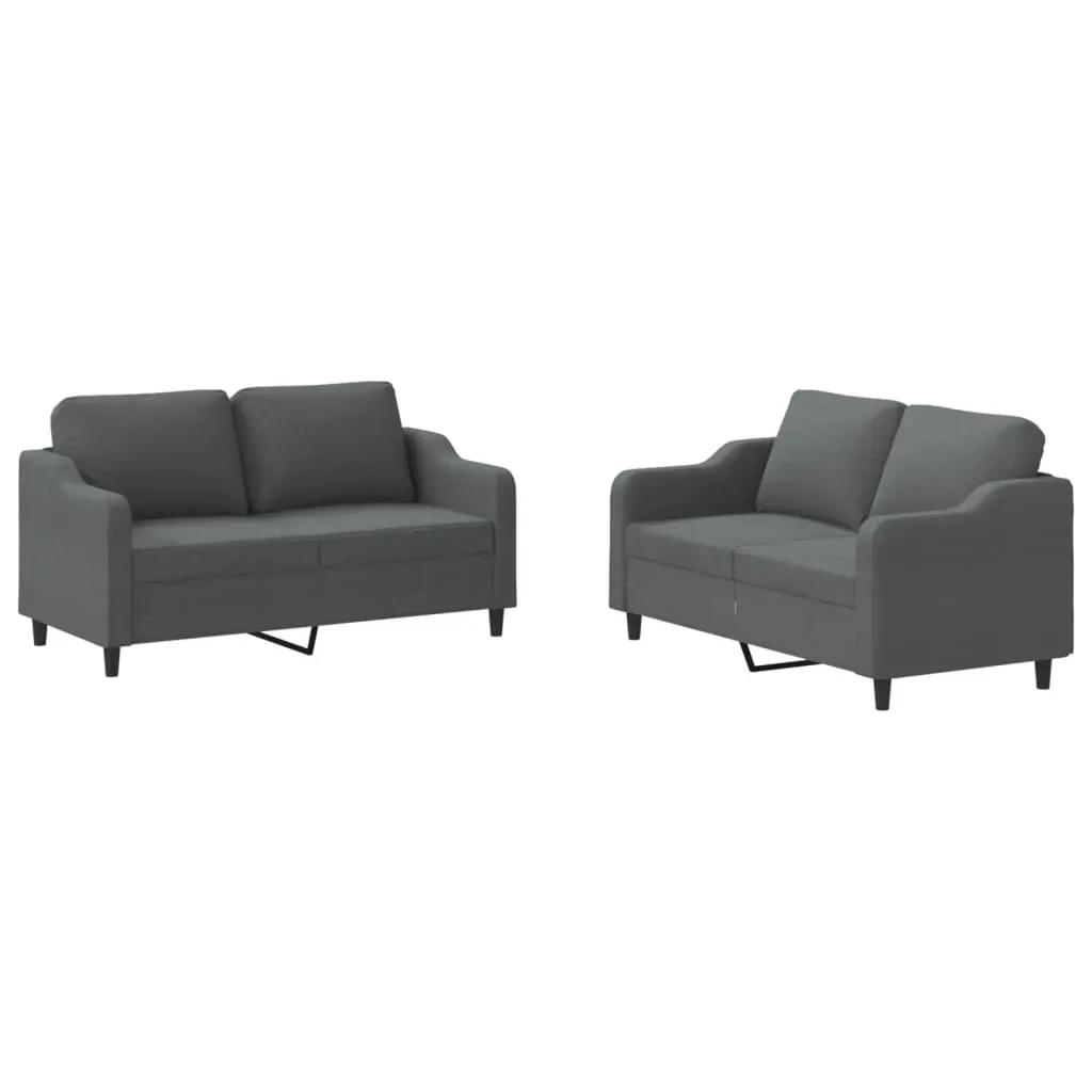 2 Piece Sofa Set with Cushions Dark Grey Fabric Price