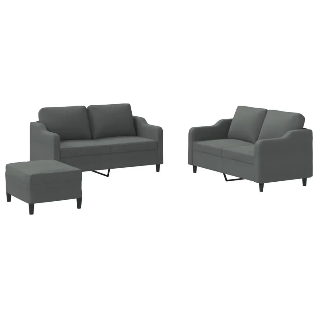 3 Piece Sofa Set with Cushions Dark Grey Fabric Price