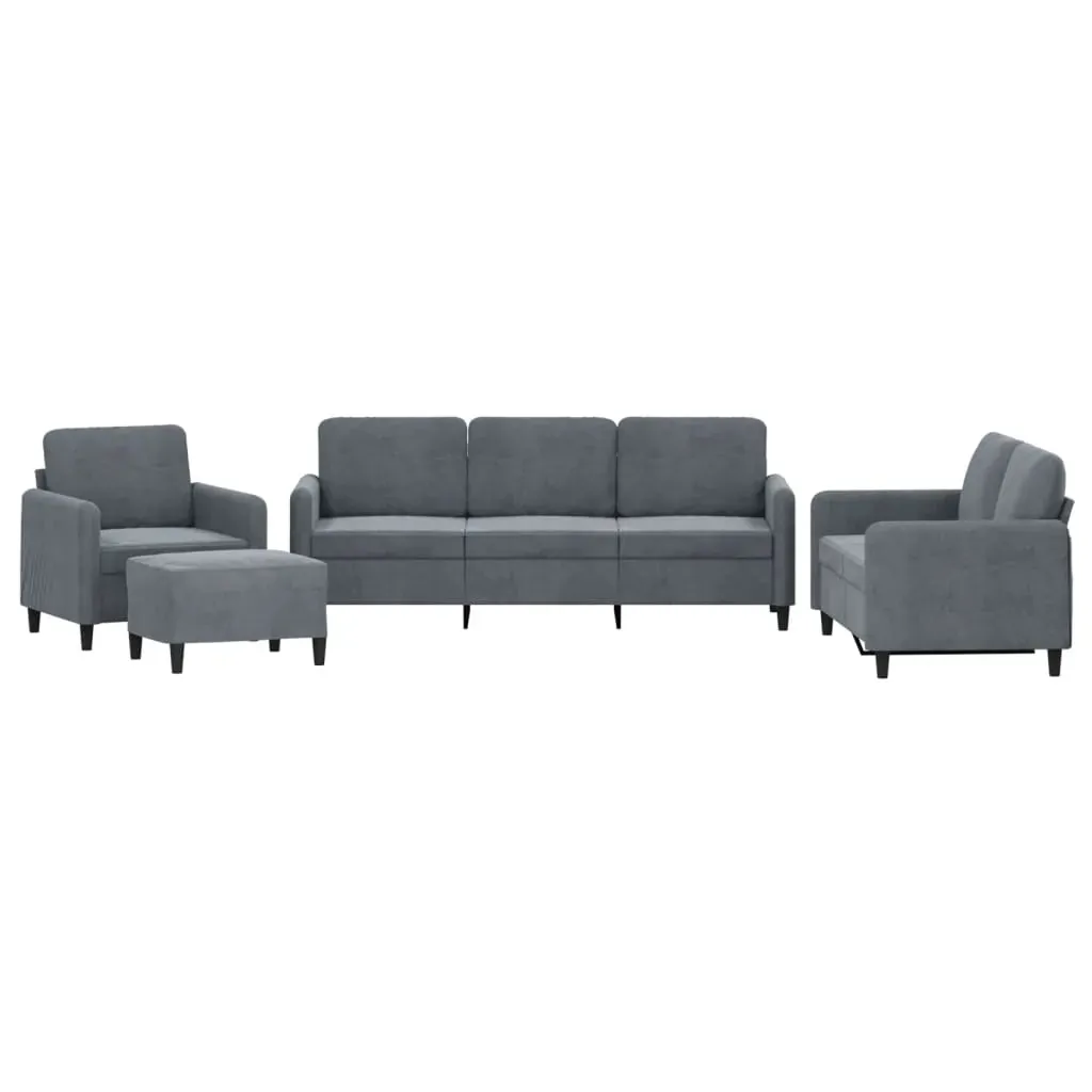 4 Piece Sofa Set Dark Grey Velvet Price