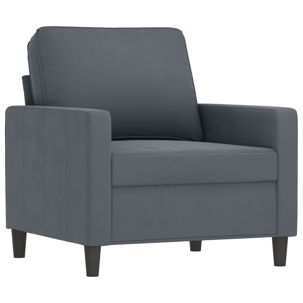 3 Piece Sofa Set with Pillows Dark Grey Velvet Price