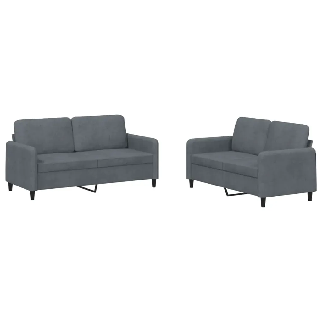 2 Piece Sofa Set Dark Grey Velvet Price