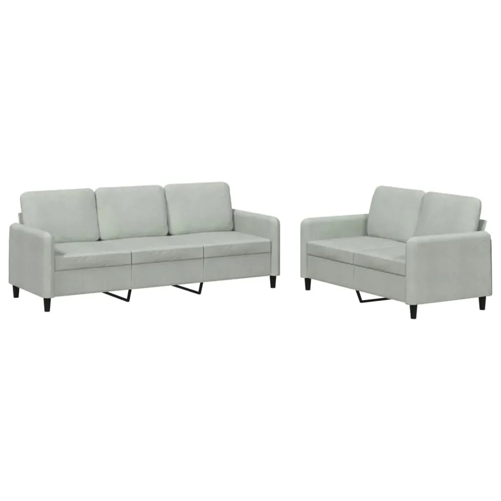 2 Piece Sofa Set Light Grey Velvet Price