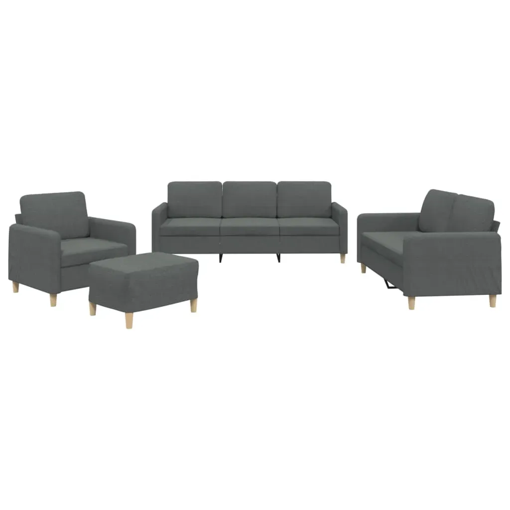 4 Piece Sofa Set with Cushions Dark Grey Fabric Price