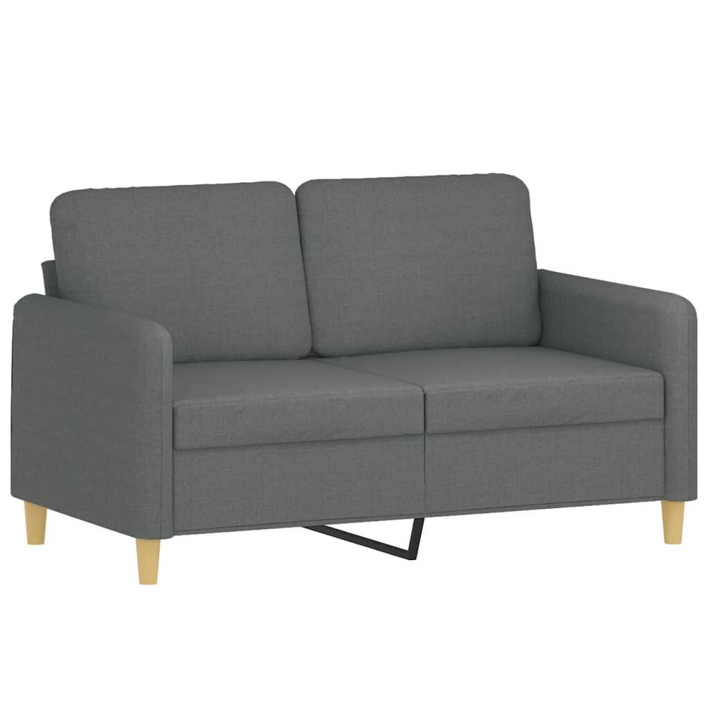 3 Piece Sofa Set with Pillows Dark Grey Fabric Price