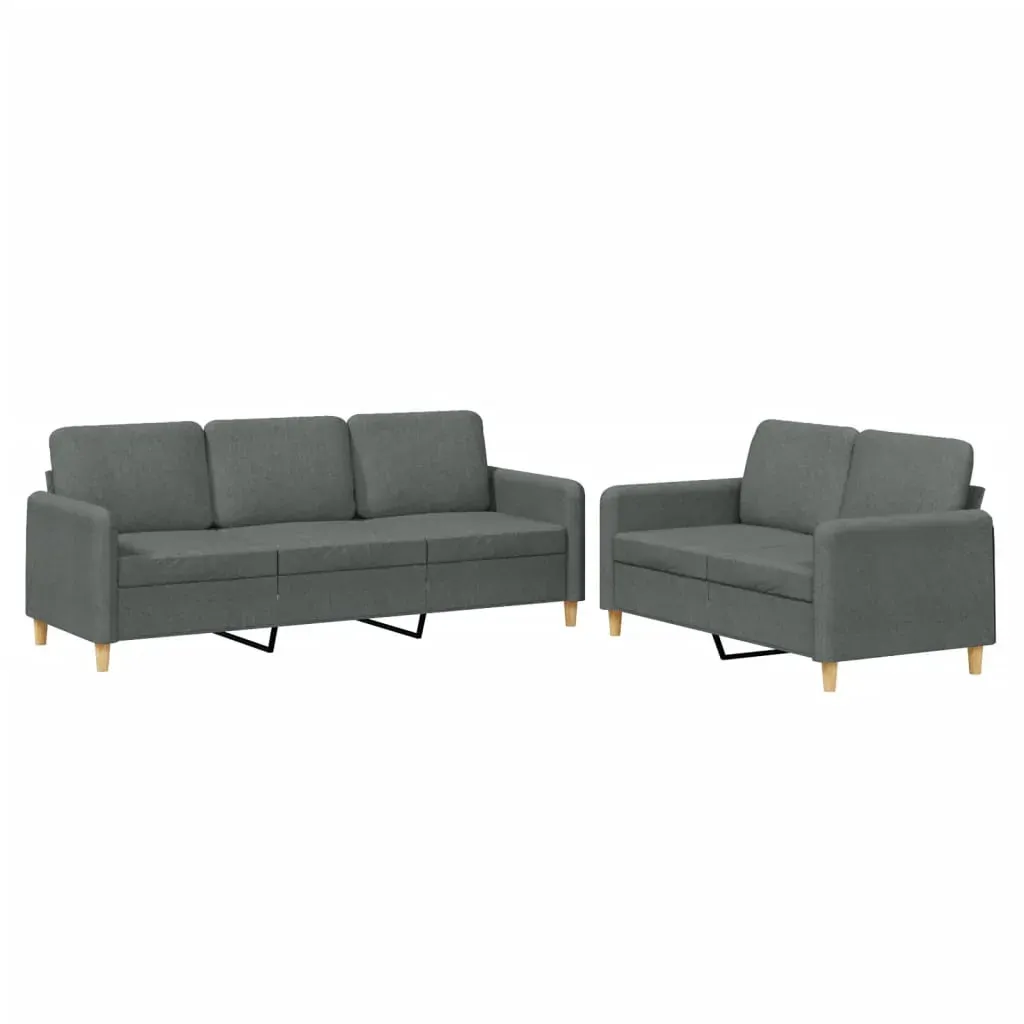 2 Piece Sofa Set with Cushions Dark Grey Fabric Price