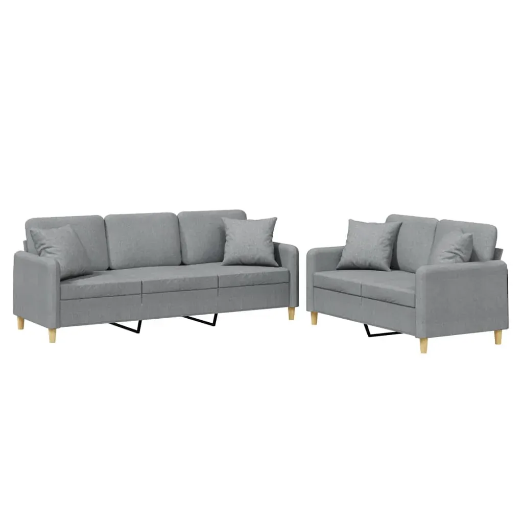 2 Piece Sofa Set with Pillows Light Grey Fabric Price