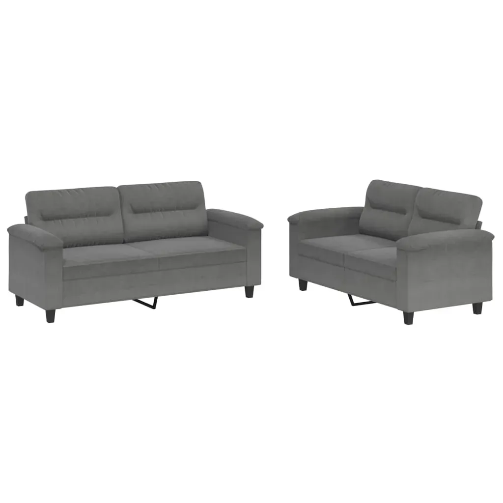 2 Piece Sofa Set with Cushions Dark Grey Microfibre Fabric Price