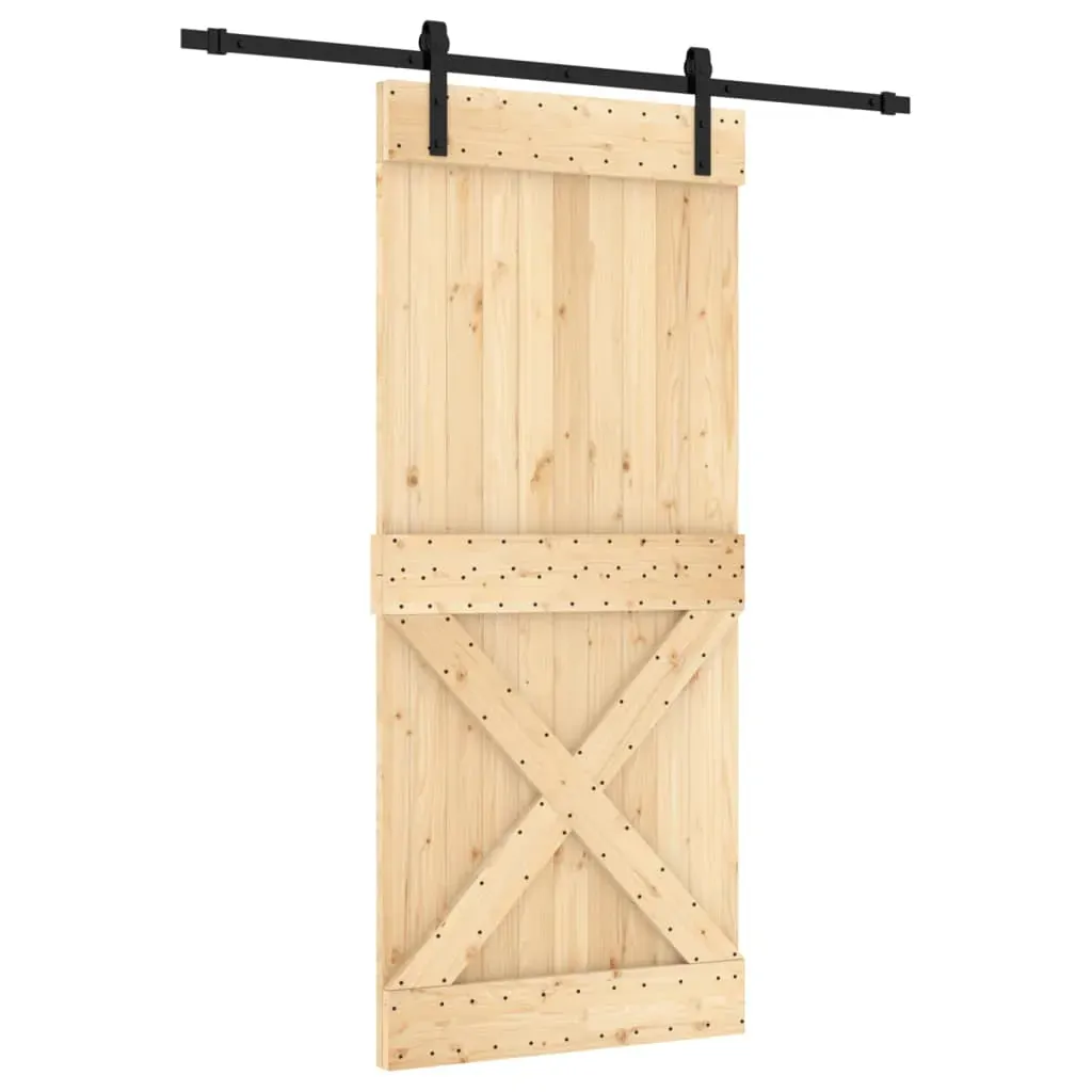 Sliding Door with Hardware Set 90x210 cm Solid Wood Pine Price