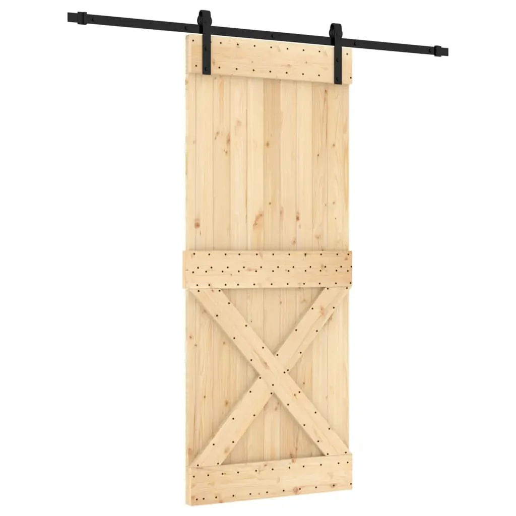 Sliding Door with Hardware Set 85x210 cm Solid Wood Pine Price