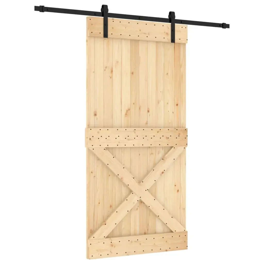 Sliding Door with Hardware Set 100x210 cm Solid Wood Pine Price