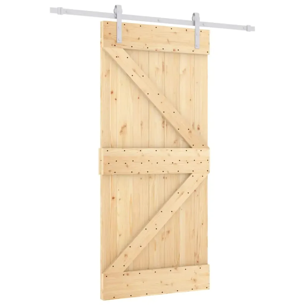 Sliding Door with Hardware Set 90x210 cm Solid Wood Pine Price