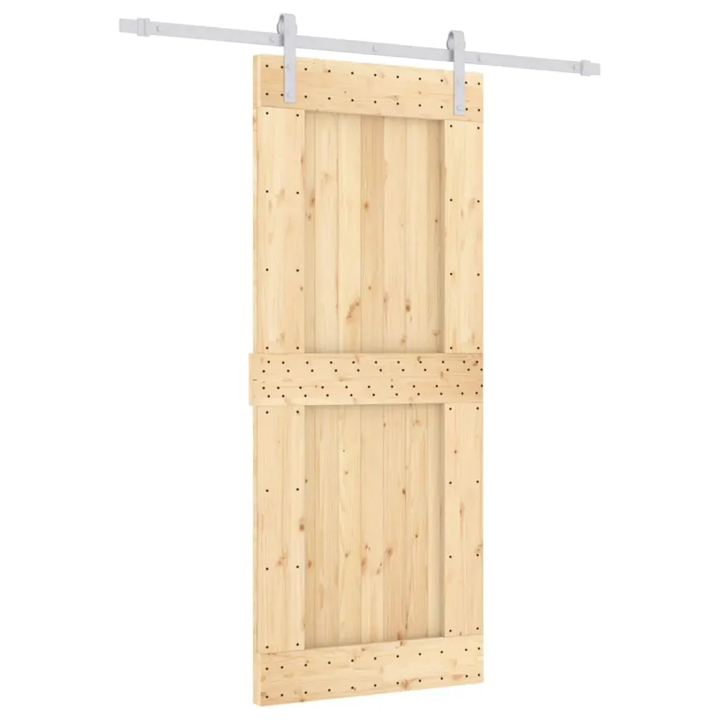 Sliding Door with Hardware Set 85x210 cm Solid Wood Pine Price