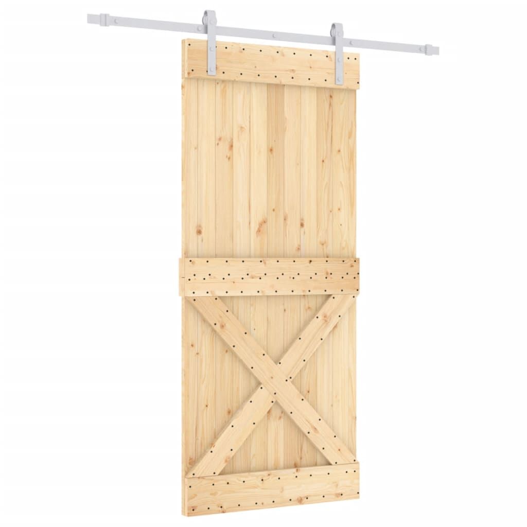 Sliding Door with Hardware Set 90x210 cm Solid Wood Pine Price