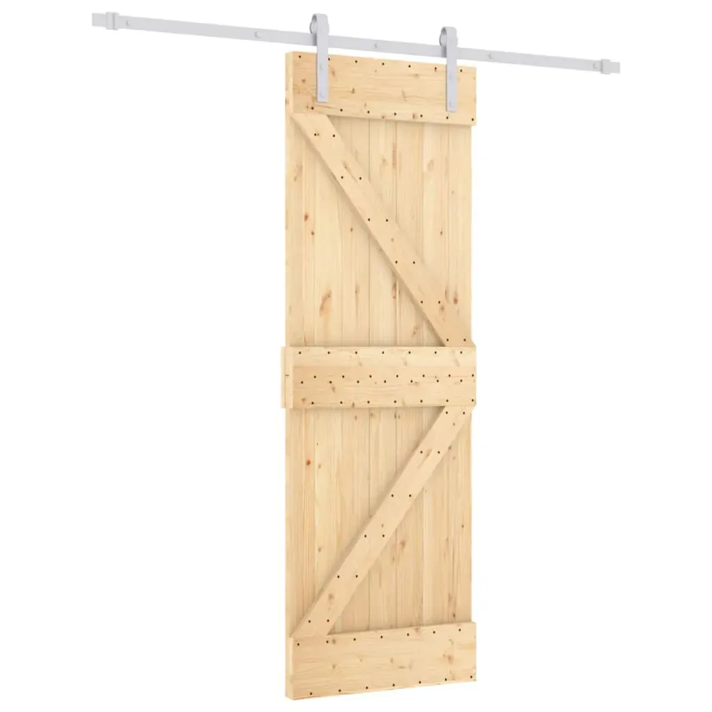 Sliding Door with Hardware Set 70x210 cm Solid Wood Pine Price