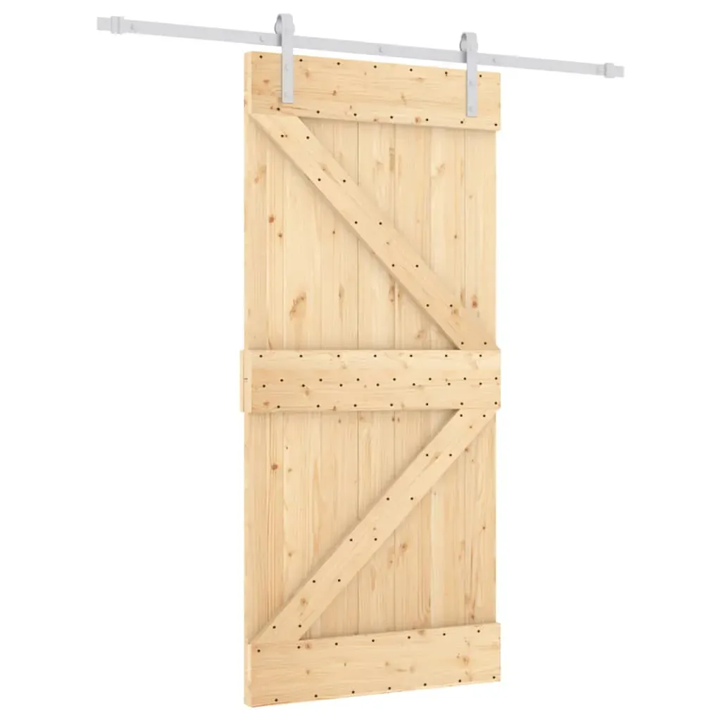 Sliding Door with Hardware Set 95x210 cm Solid Wood Pine Price