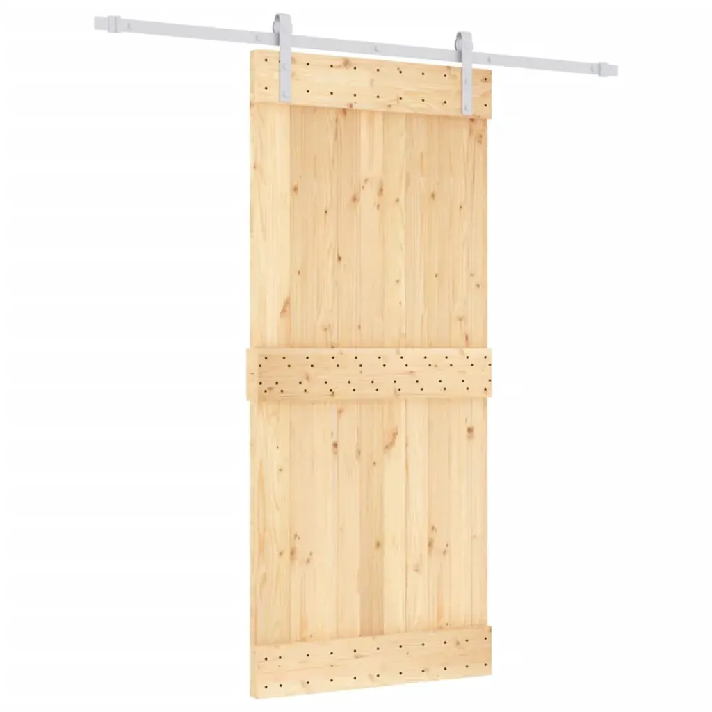 Sliding Door with Hardware Set 90x210 cm Solid Wood Pine Price