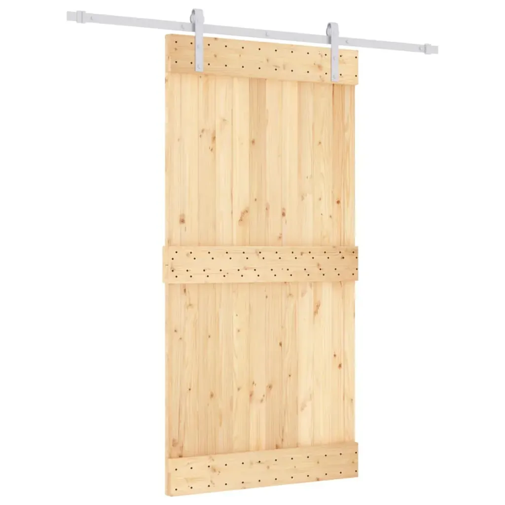 Sliding Door with Hardware Set 100x210 cm Solid Wood Pine Price