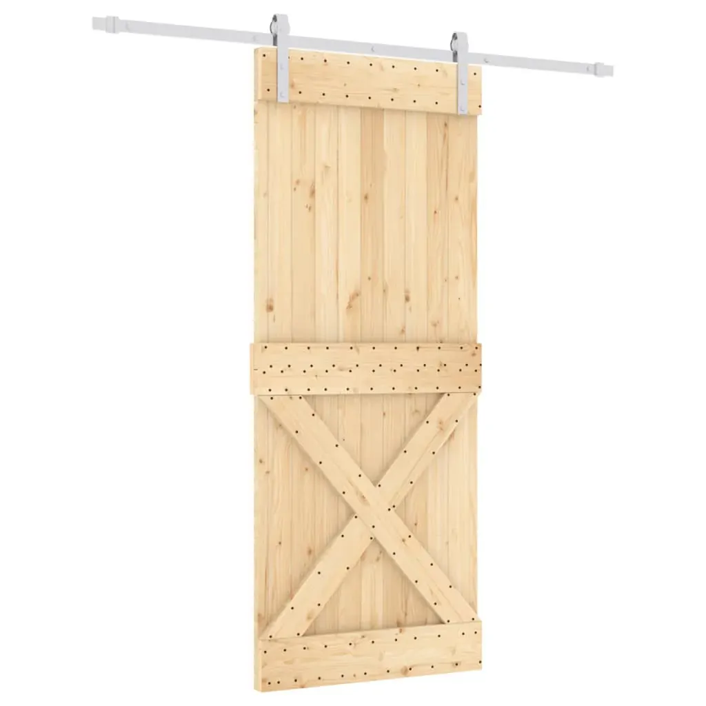 Sliding Door with Hardware Set 85x210 cm Solid Wood Pine Price