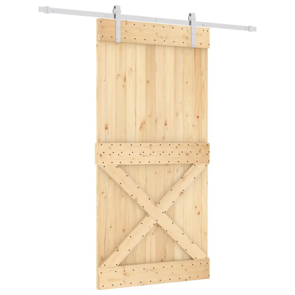 Sliding Door with Hardware Set 100x210 cm Solid Wood Pine Price