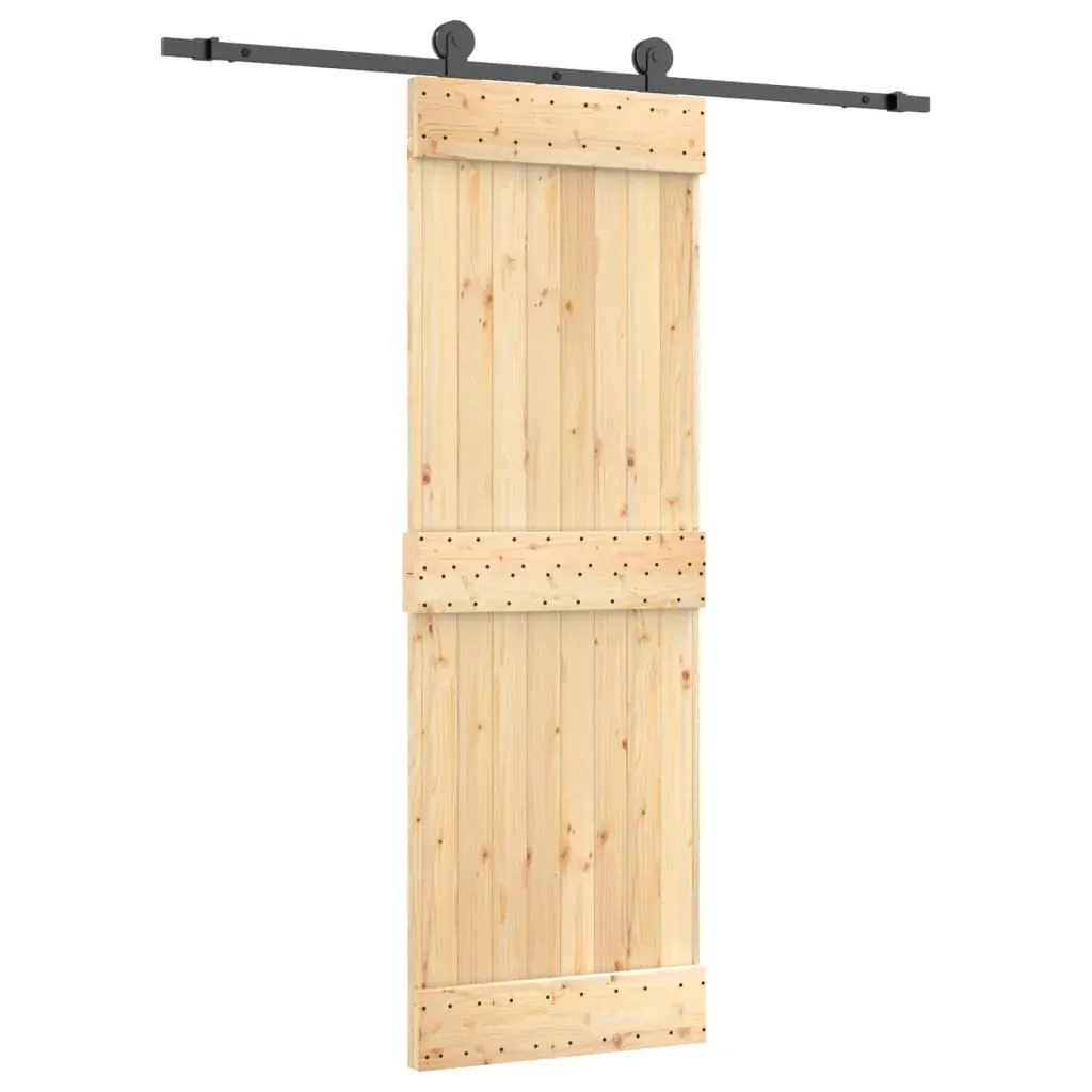 Sliding Door with Hardware Set 70x210 cm Solid Wood Pine Price