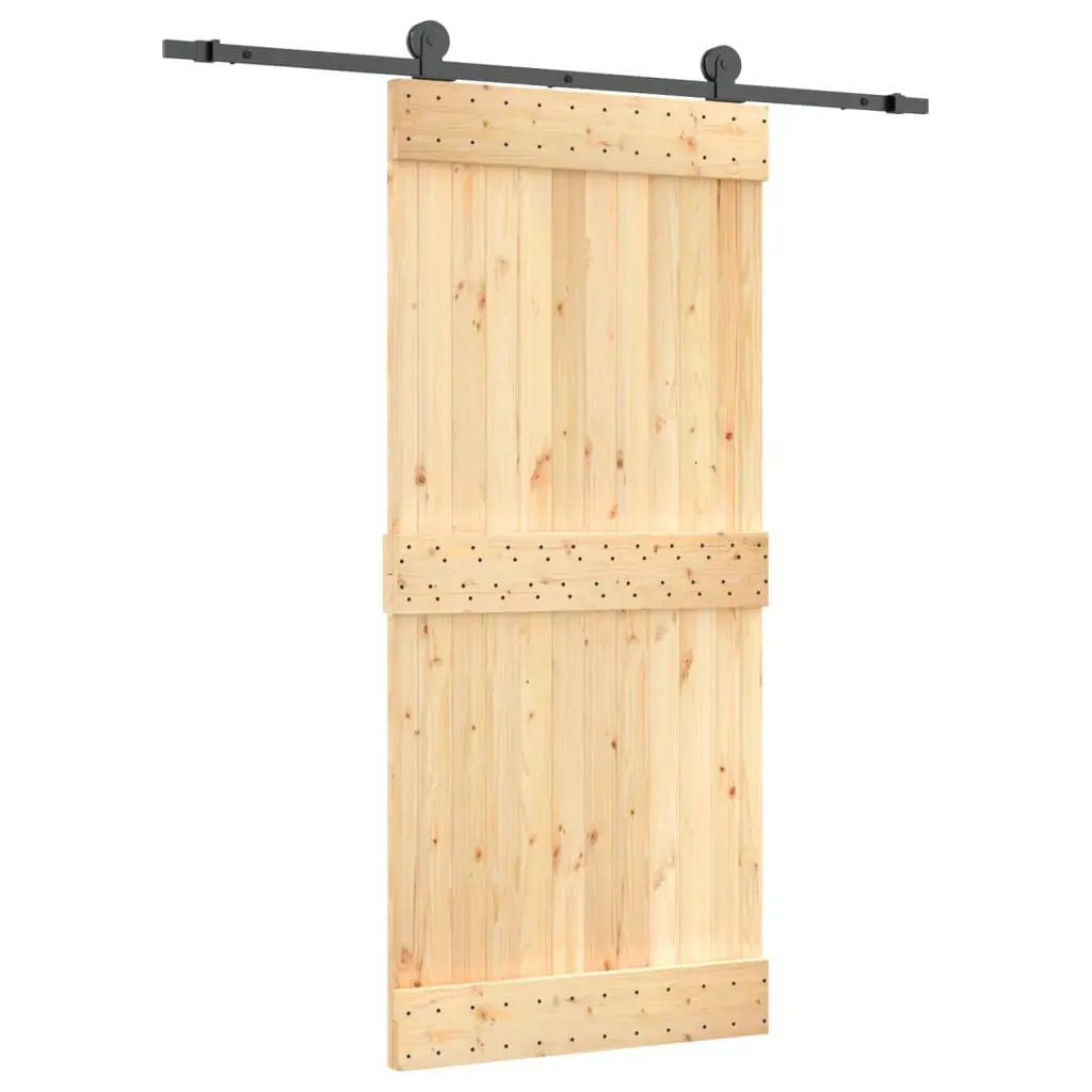 Sliding Door with Hardware Set 90x210 cm Solid Wood Pine Price