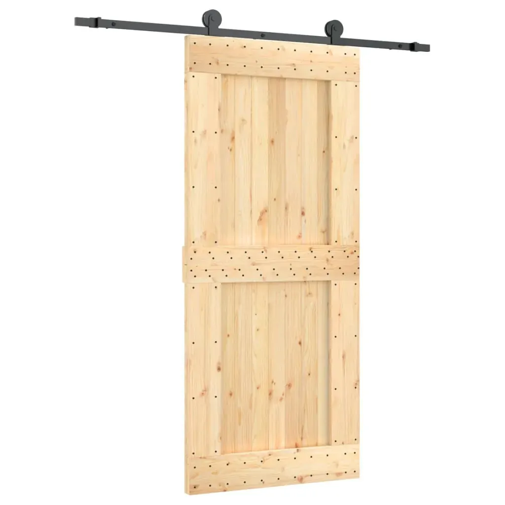 Sliding Door with Hardware Set 90x210 cm Solid Wood Pine Price
