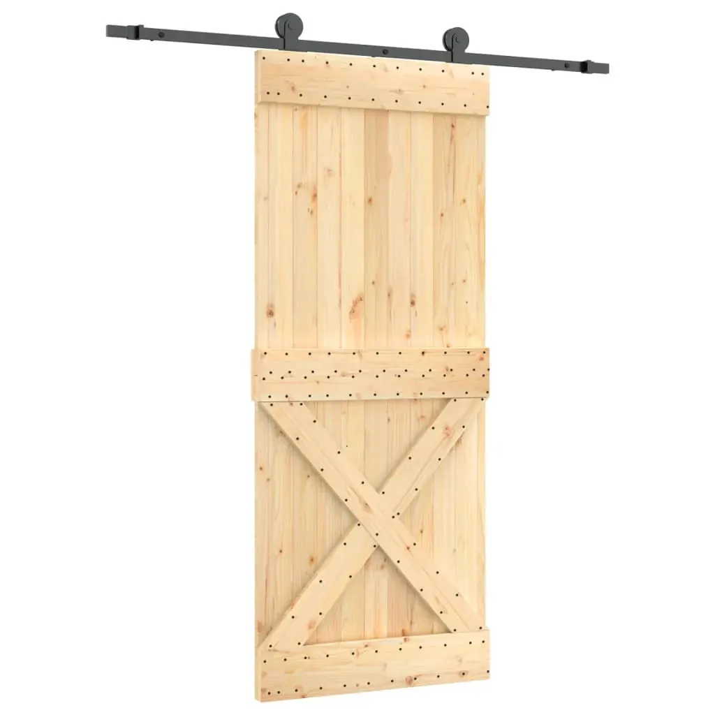 Sliding Door with Hardware Set 85x210 cm Solid Wood Pine Price