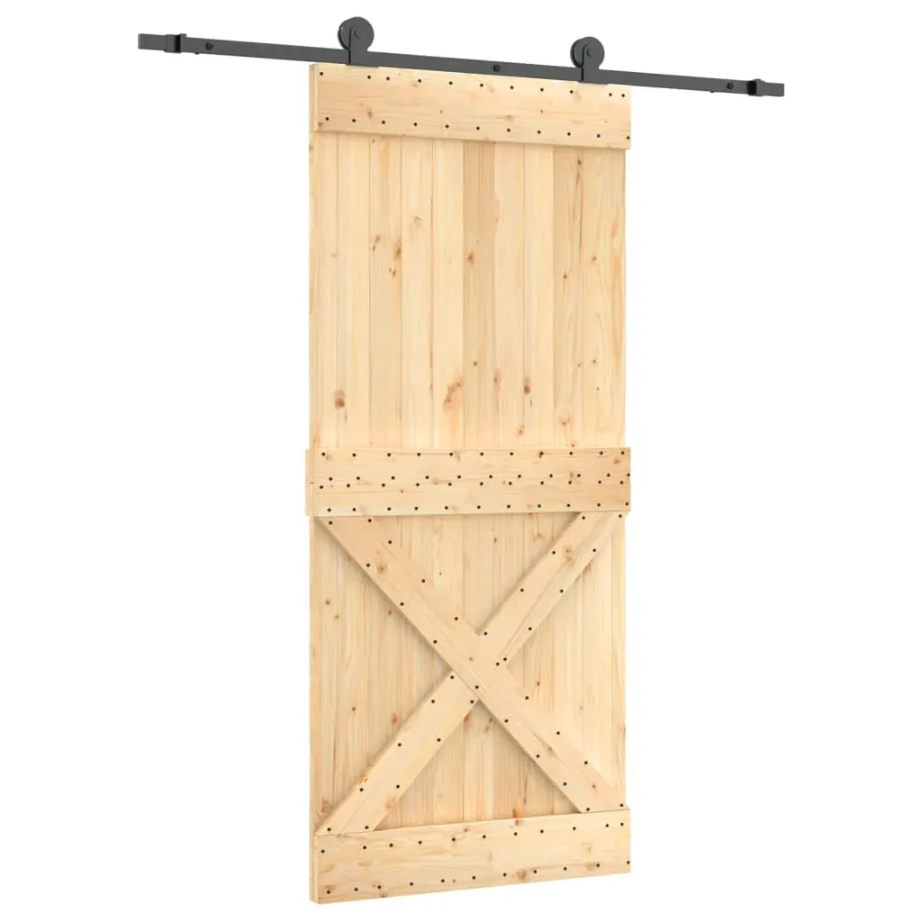 Sliding Door with Hardware Set 90x210 cm Solid Wood Pine Price