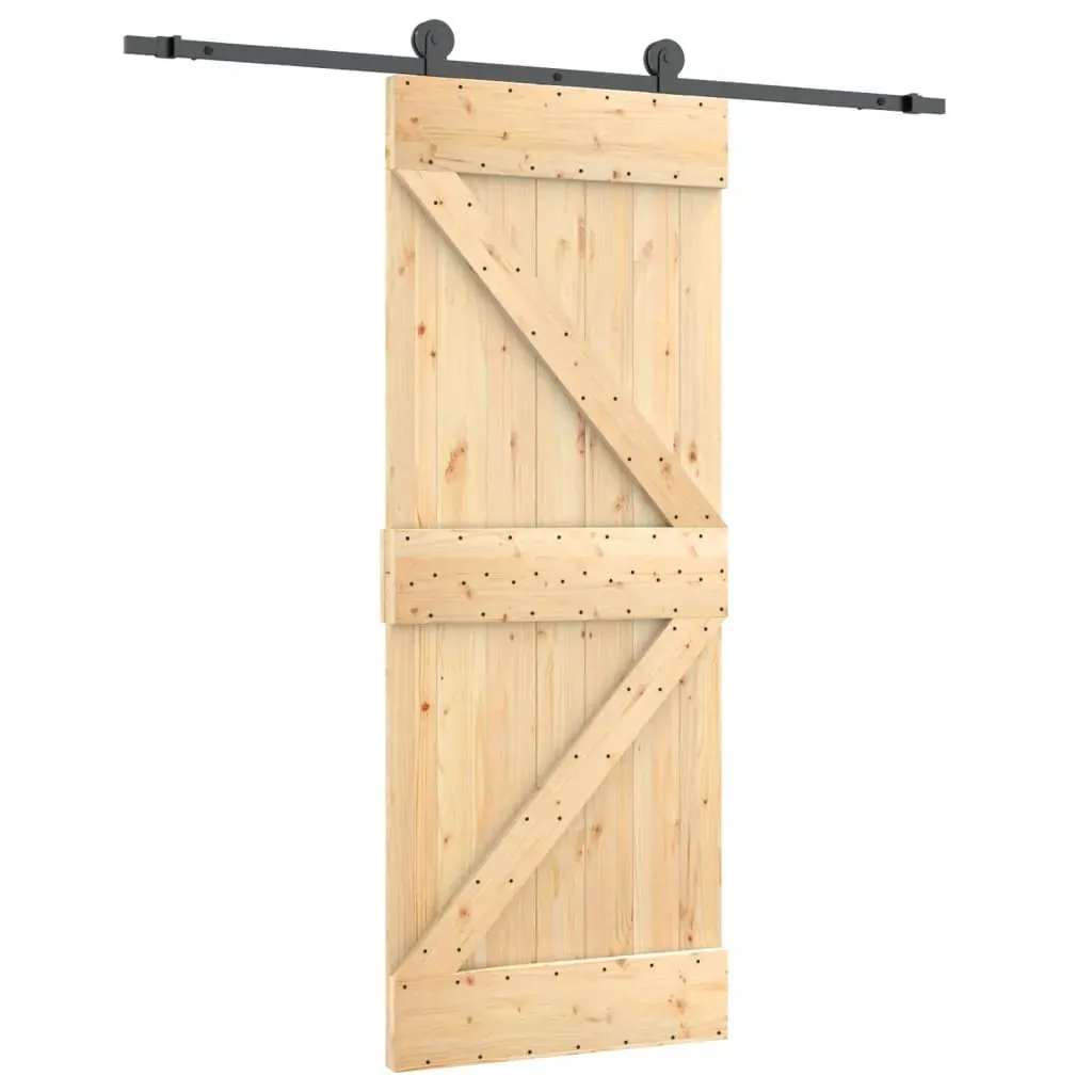 Sliding Door with Hardware Set 70x210 cm Solid Wood Pine Price
