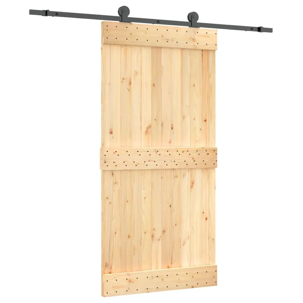 Sliding Door with Hardware Set 100x210 cm Solid Wood Pine Price