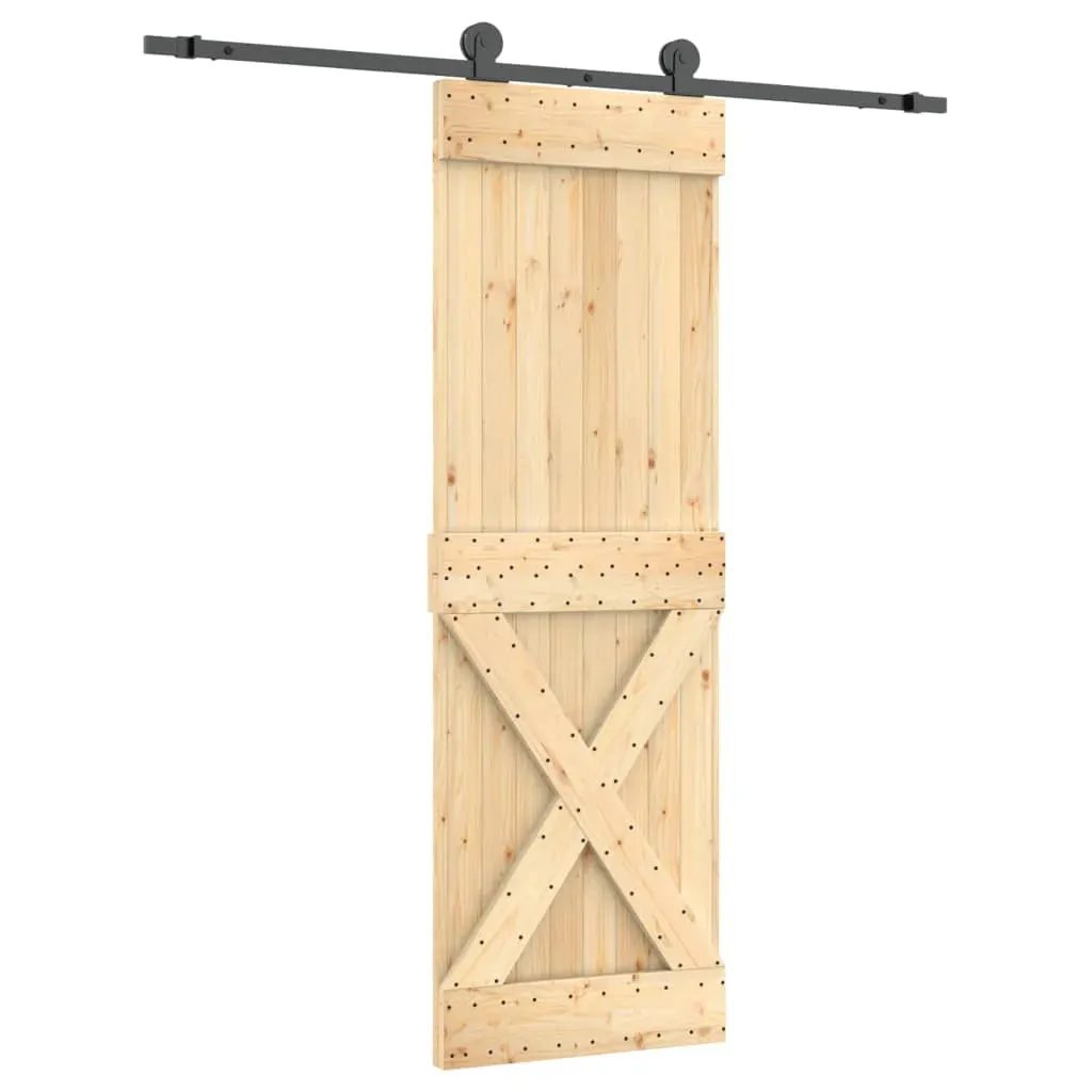Sliding Door with Hardware Set 70x210 cm Solid Wood Pine Price