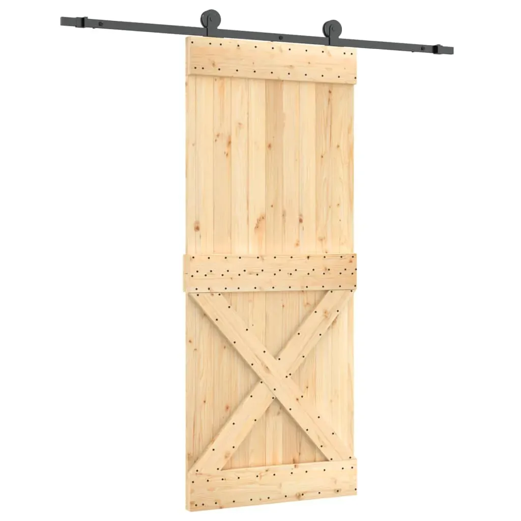 Sliding Door with Hardware Set 85x210 cm Solid Wood Pine Price