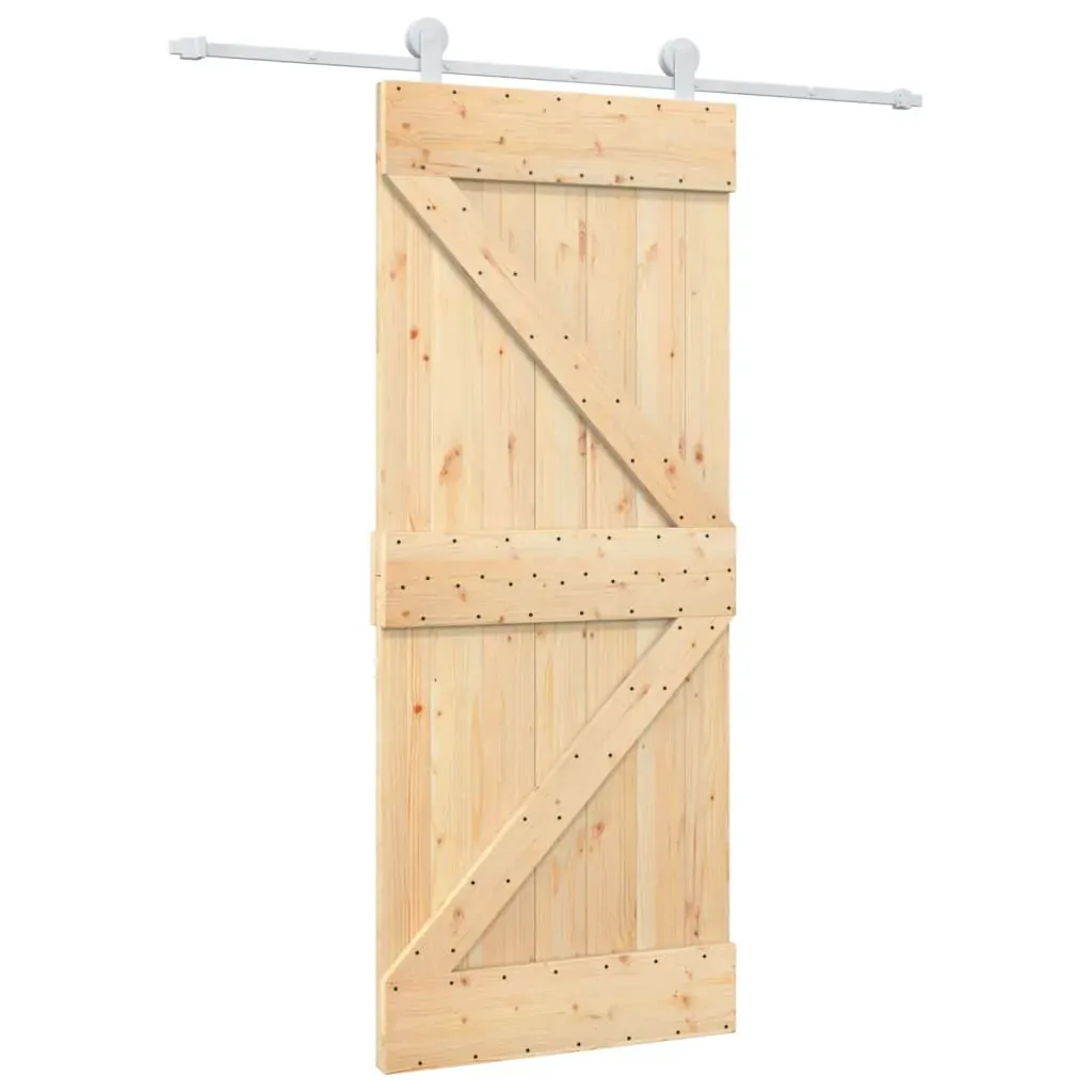 Sliding Door with Hardware Set 85x210 cm Solid Wood Pine Price