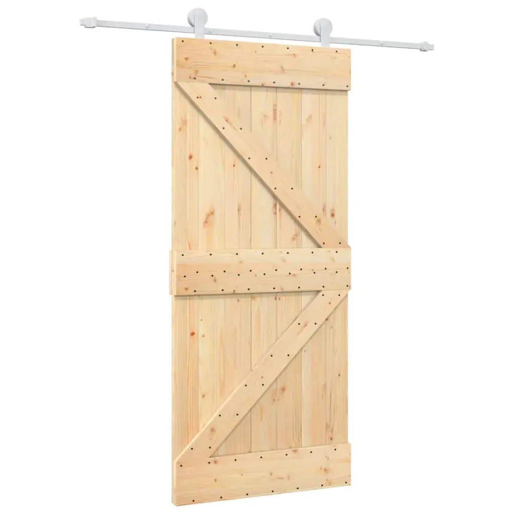 Sliding Door with Hardware Set 90x210 cm Solid Wood Pine Price
