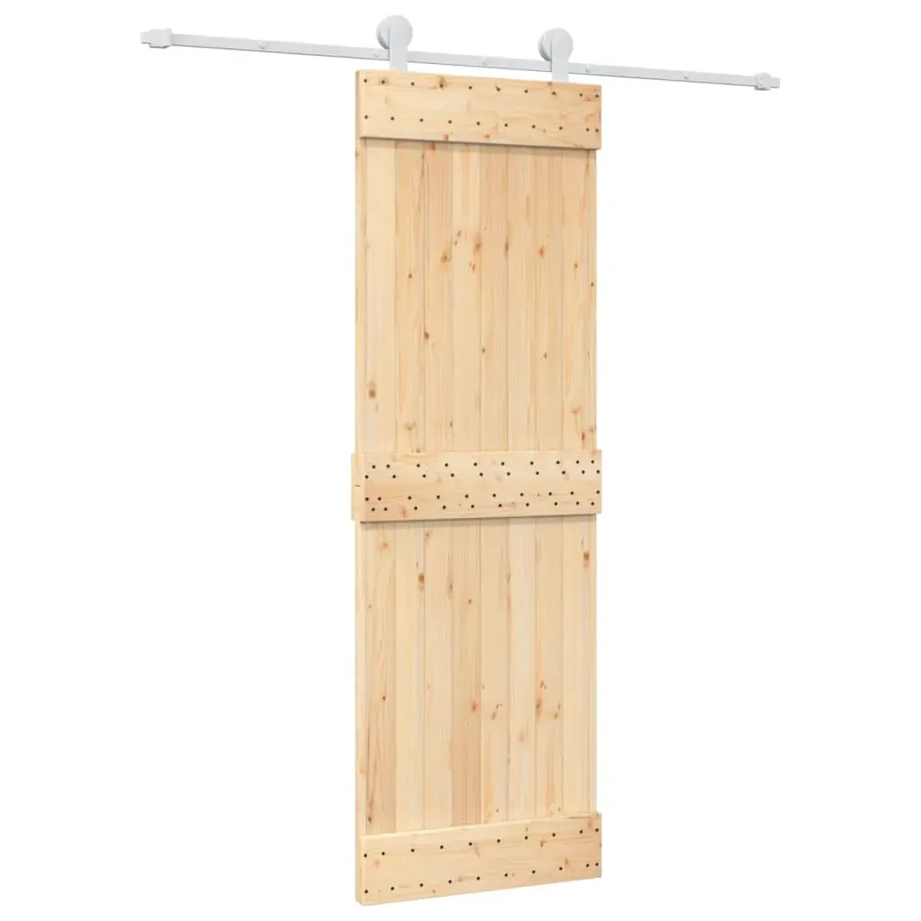 Sliding Door with Hardware Set 70x210 cm Solid Wood Pine Price