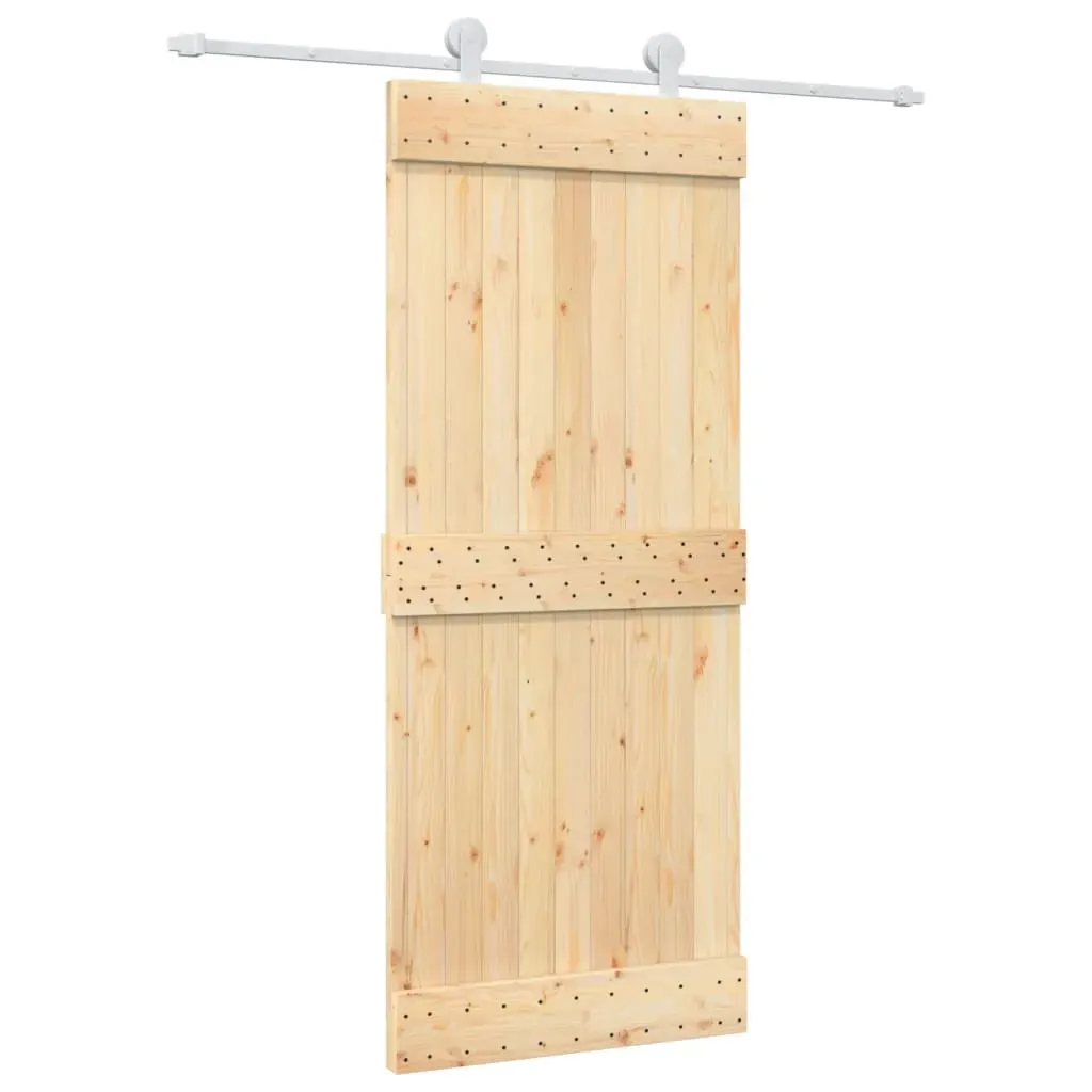Sliding Door with Hardware Set 85x210 cm Solid Wood Pine Price