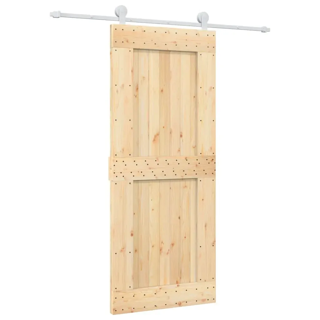 Sliding Door with Hardware Set 85x210 cm Solid Wood Pine Price