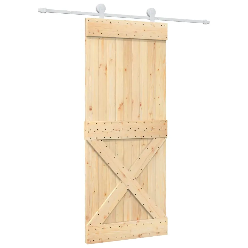 Sliding Door with Hardware Set 85x210 cm Solid Wood Pine Price