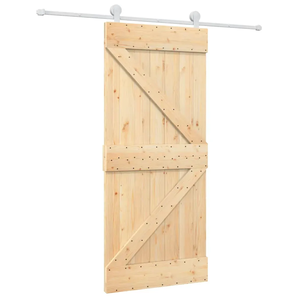Sliding Door with Hardware Set 90x210 cm Solid Wood Pine Price