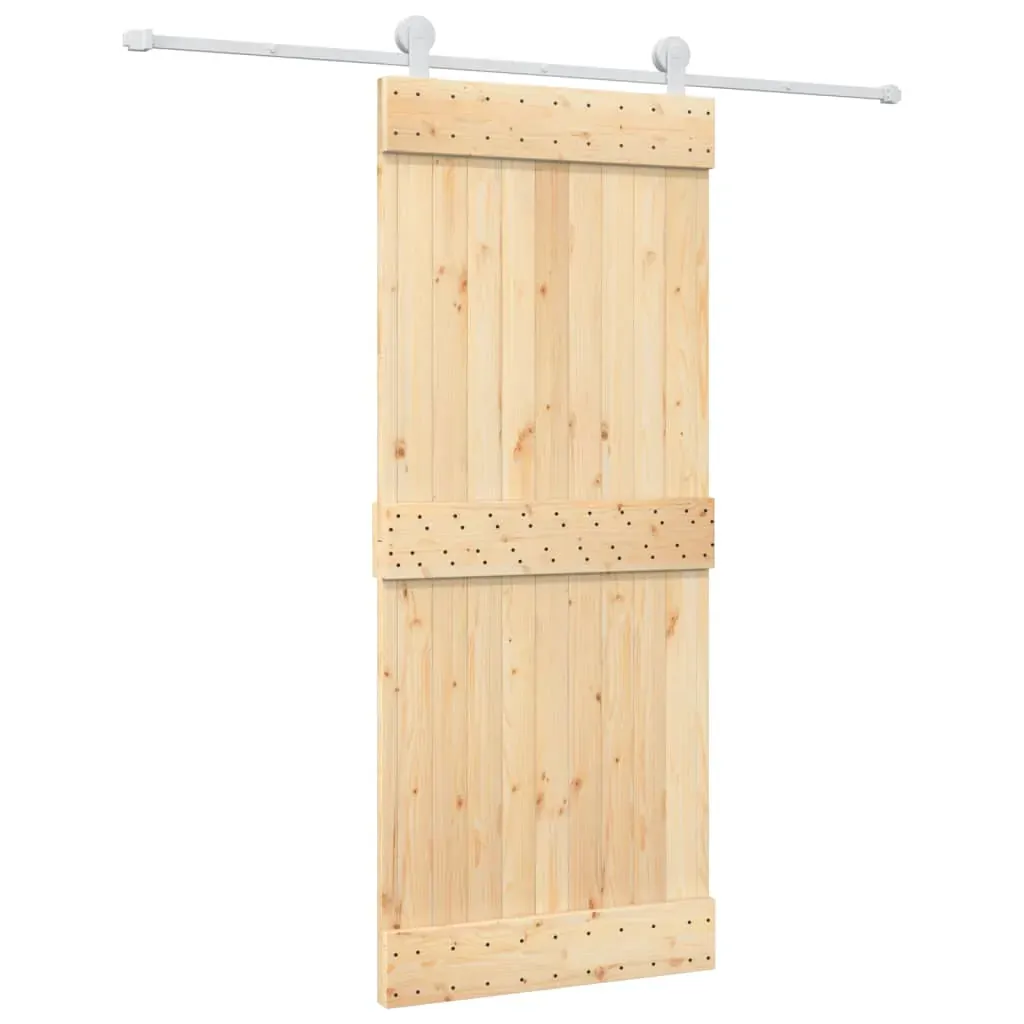 Sliding Door with Hardware Set 85x210 cm Solid Wood Pine Price