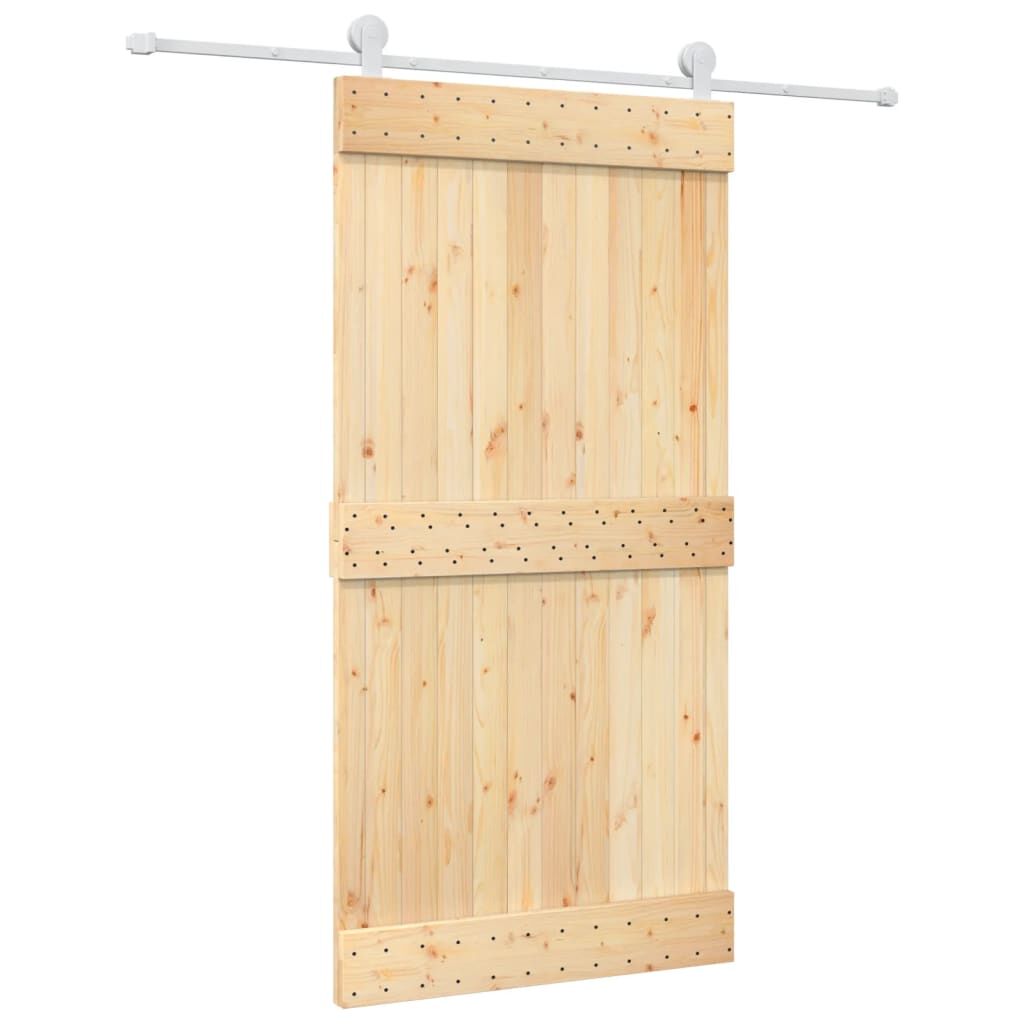 Sliding Door with Hardware Set 100x210 cm Solid Wood Pine Price