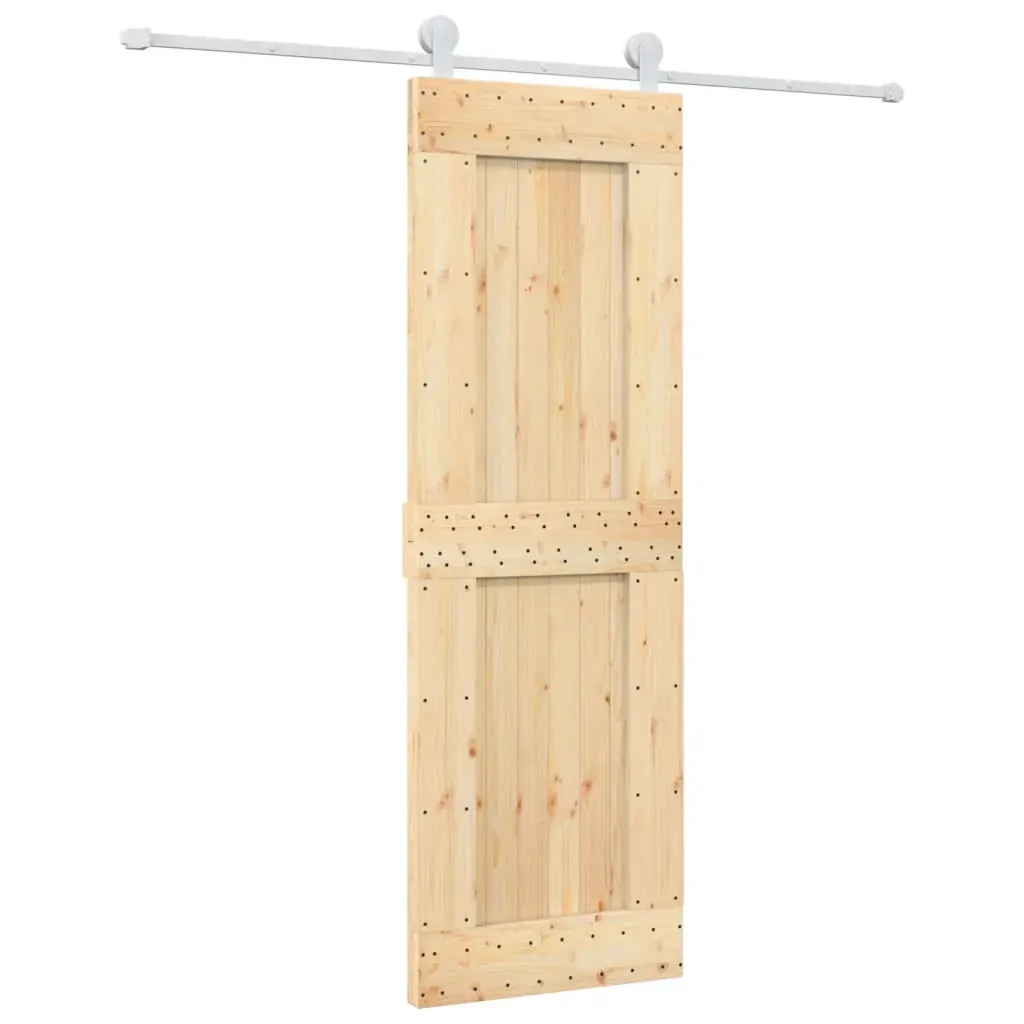 Sliding Door with Hardware Set 70x210 cm Solid Wood Pine Price