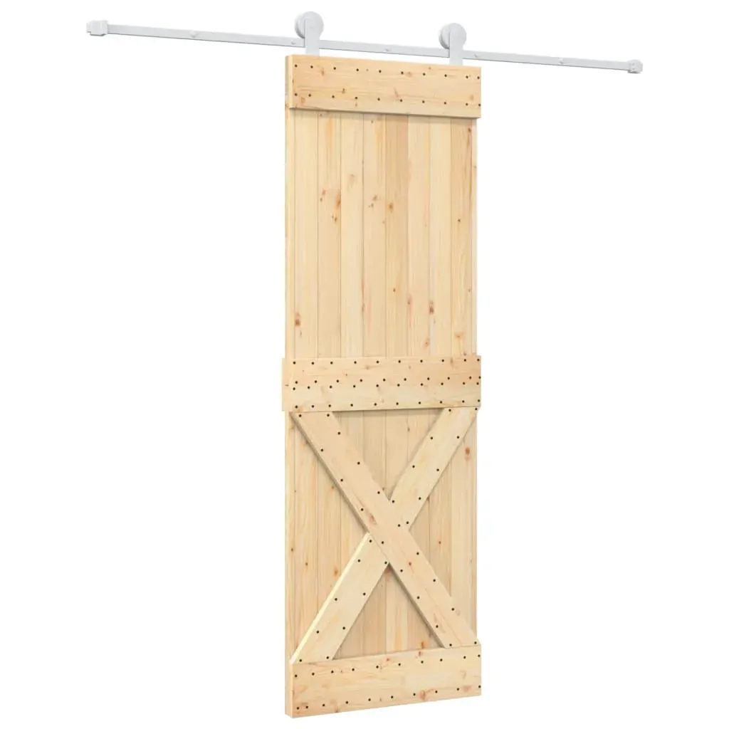 Sliding Door with Hardware Set 70x210 cm Solid Wood Pine Price