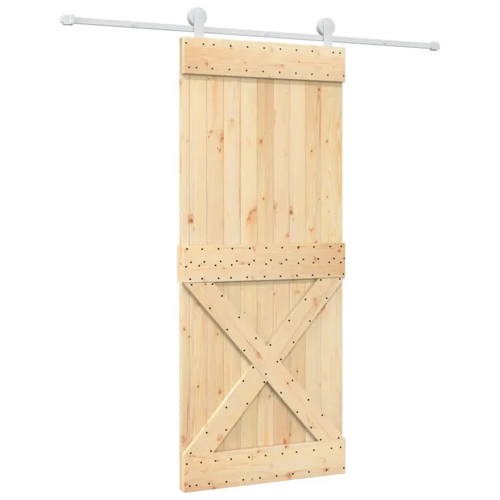 Sliding Door with Hardware Set 85x210 cm Solid Wood Pine Price