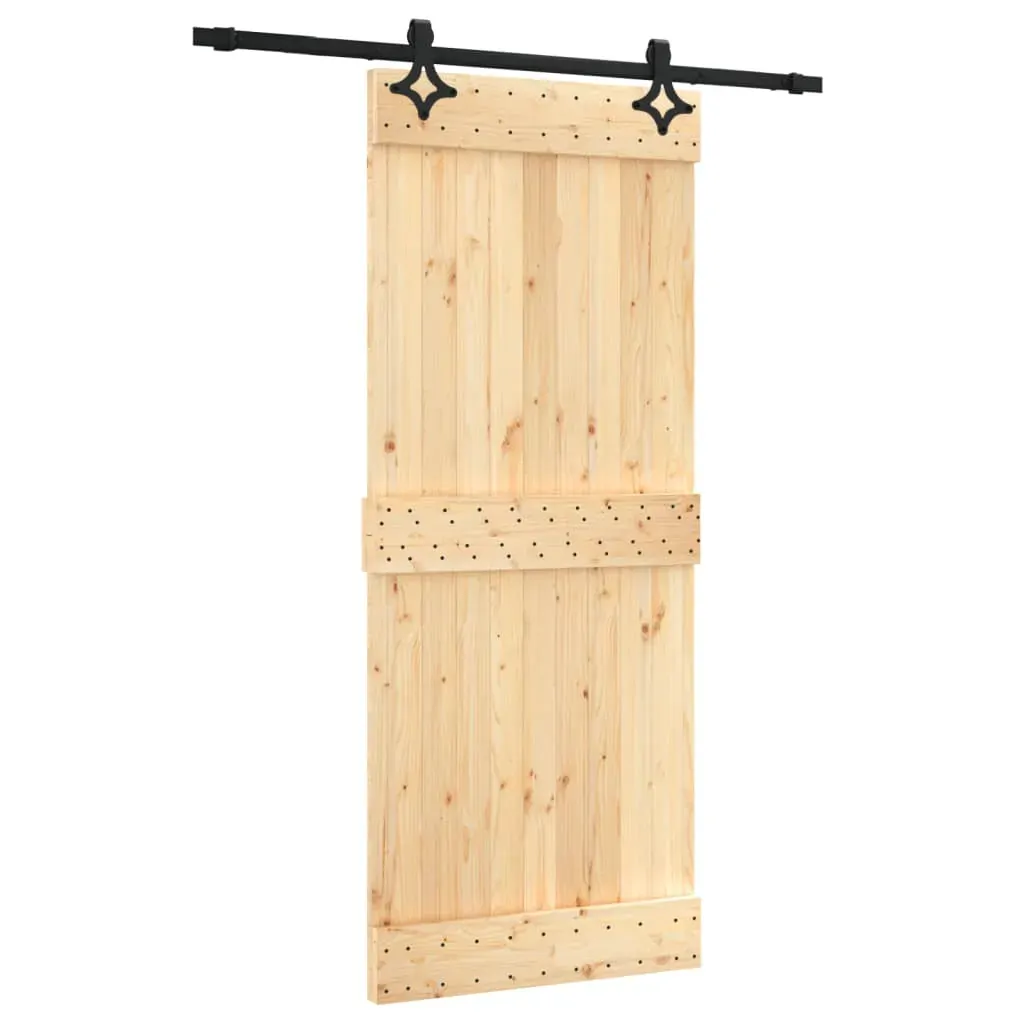 Sliding Door with Hardware Set 85x210 cm Solid Wood Pine Price