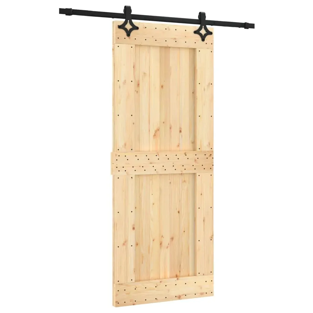 Sliding Door with Hardware Set 85x210 cm Solid Wood Pine Price