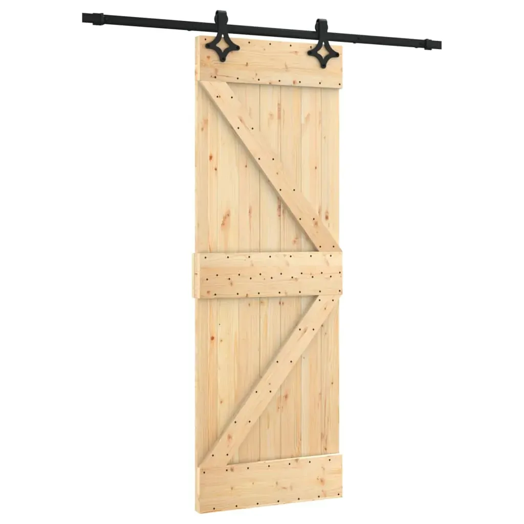 Sliding Door with Hardware Set 70x210 cm Solid Wood Pine Price