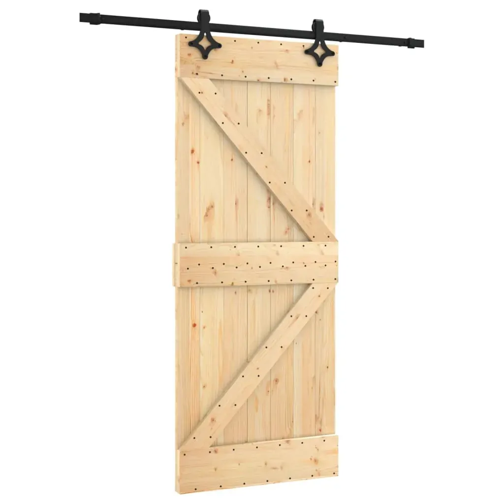 Sliding Door with Hardware Set 85x210 cm Solid Wood Pine Price