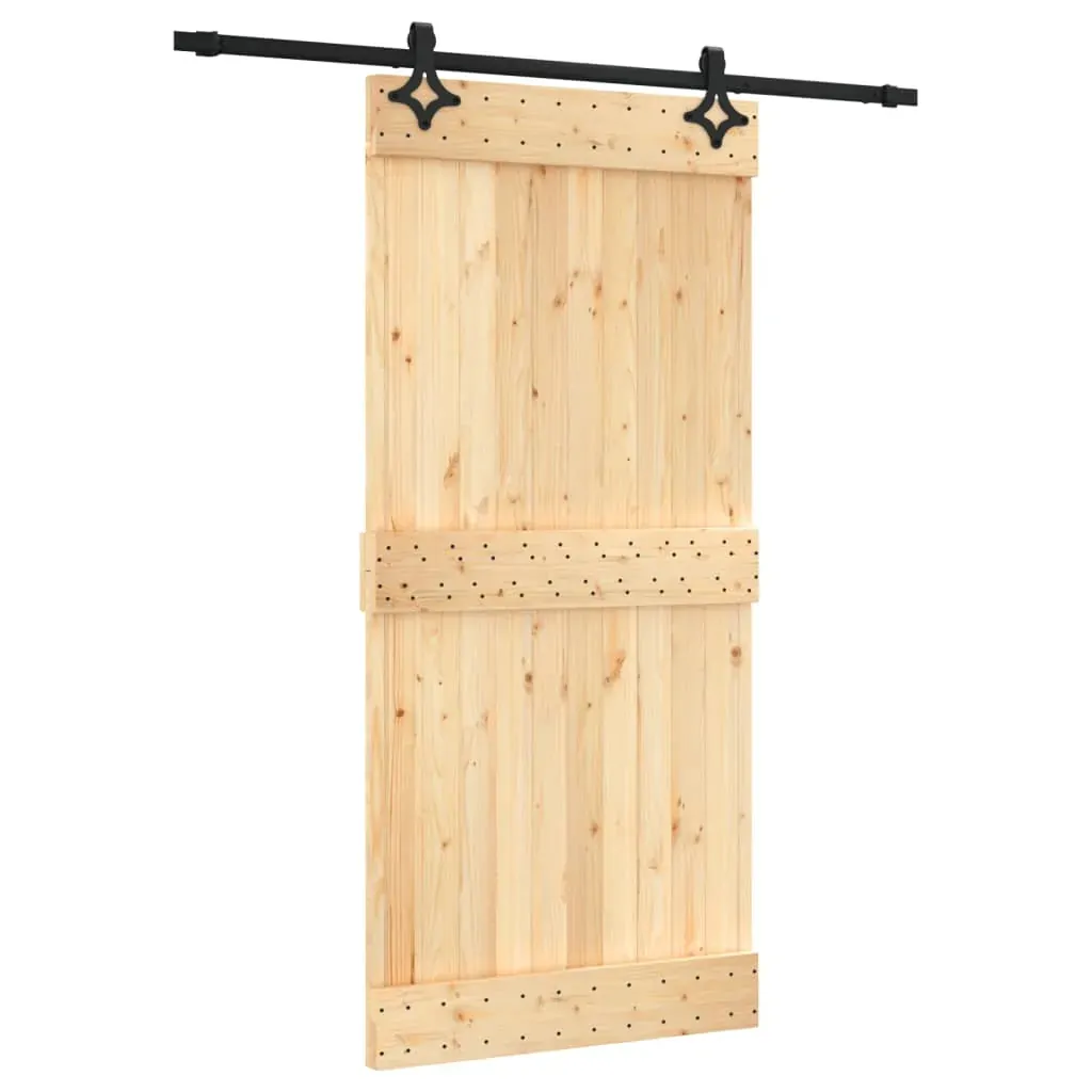 Sliding Door with Hardware Set 95x210 cm Solid Wood Pine Price